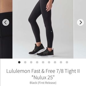 Lululemon Fast & Free Nulux Reflective 25” Legging